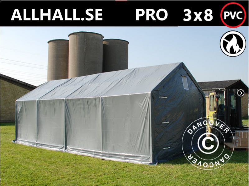 Allhall, Lagertält PRO 3x8x2x3,1m PVC, Förvaringstält PRO 3x8x2x3,1m PVC, www.allhall.se  (0,1)